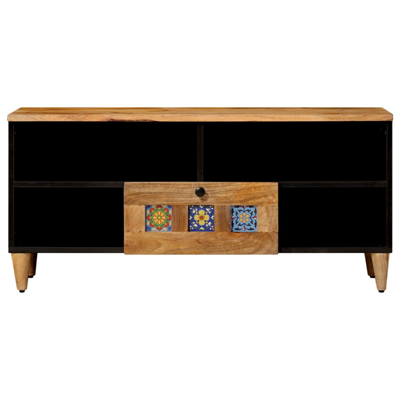  TV Cabinet With Drawer With Shelf With Storage Solid Mango Wood Media