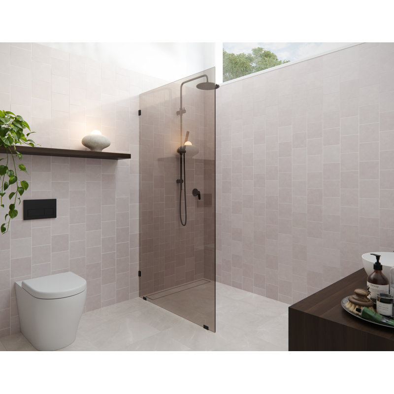 Ursa 36 in. x 78 in. Fully Frameless Bronze Tinted Single Fixed Shower Panel, Matte Black