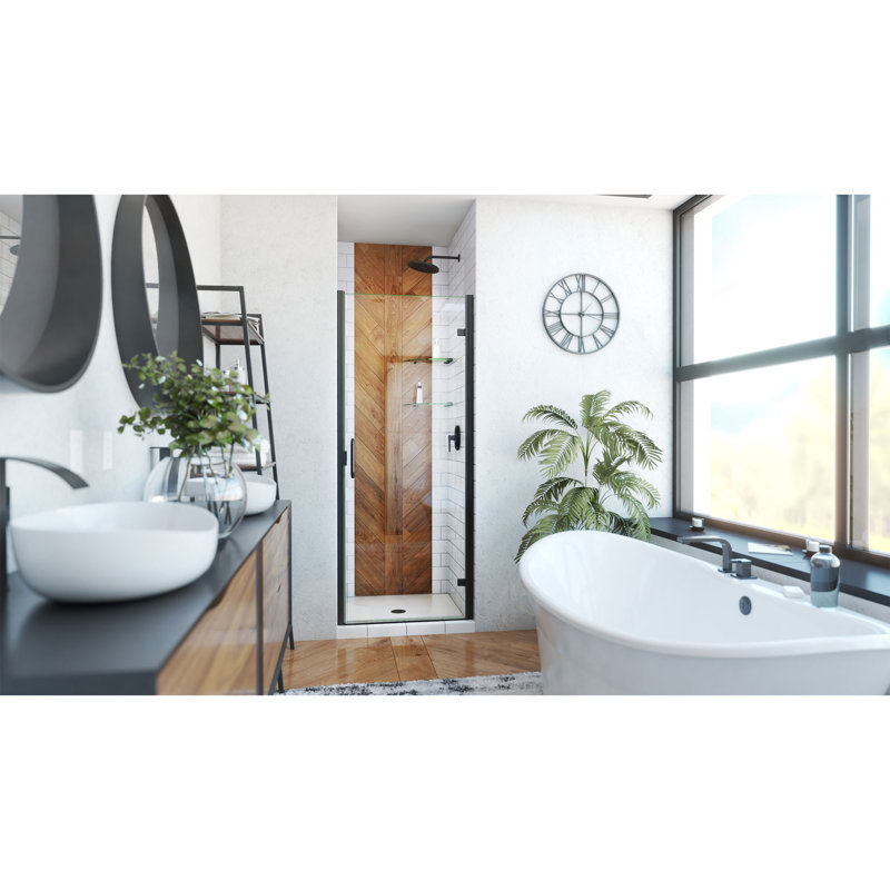  Porte de douche battante semi-sans cadre L 30 à 31 po x H 72 5/8 po DreamLine, Noir mat, 31"