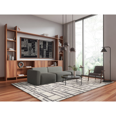 Exquisite Rugs Naturals Handmade Hand-Tufted New Zealand Wool On Canvas Charcoal Area Rug