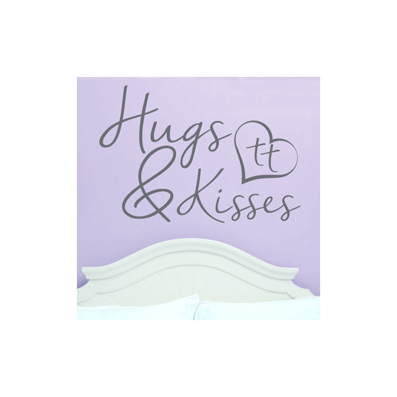 Hugs and Kisses Wall Sticker, Large, Grey