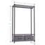 Organisateur de garde-robe autoportant 35,5 po avec tringle, tablettes réglables et 2 tiroirs en tissu pour chambre à coucher, appartement et salle de lavage, gris foncé