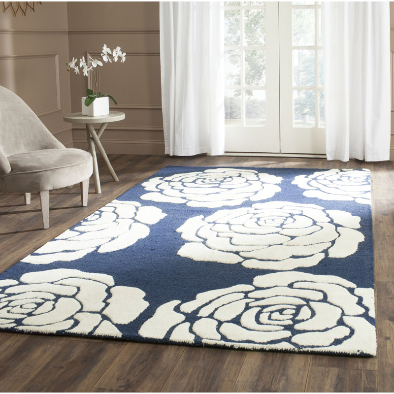 Cannen Hand Tufted Wool Floral Rug, Rectangle 4' x 6'