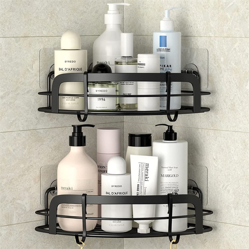 Shower Corner Caddy, Bathroom Corner Shower Shelf,  2 Pack, Black