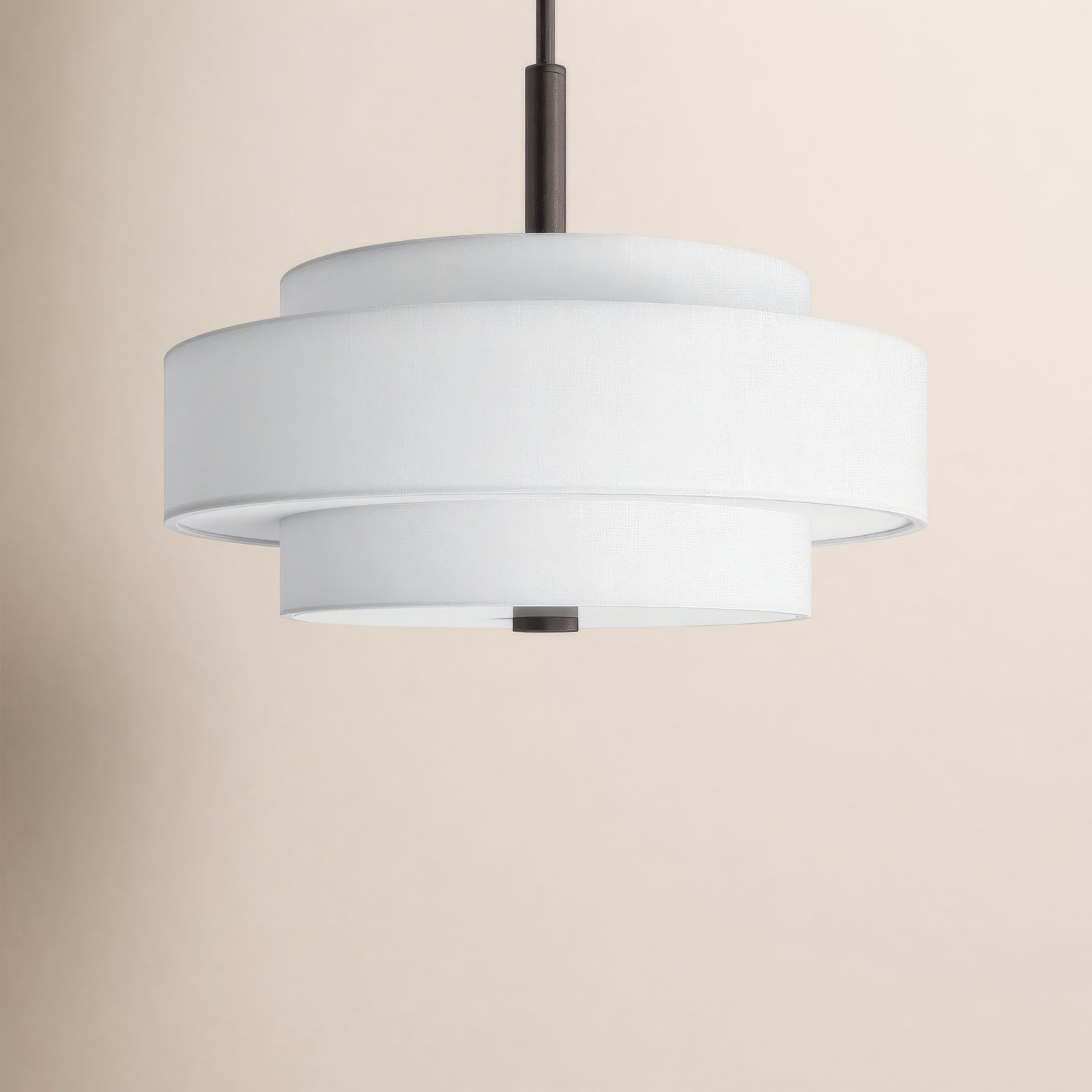 Flaire 4 - Light Steel Dimmable Drum Chandelier, English Bronze, Off-White