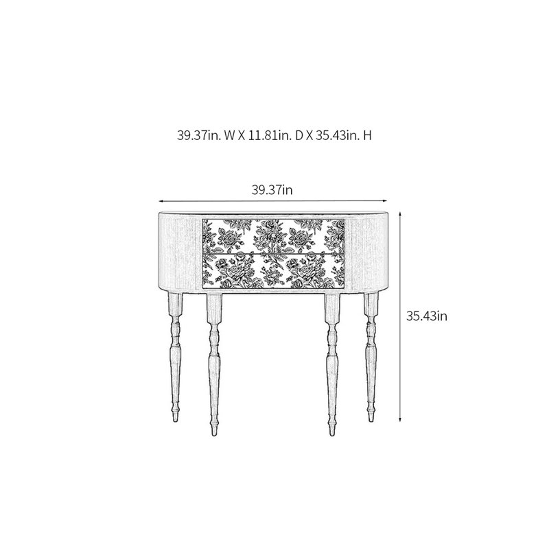 Console rétro élégante avec 2 tiroirs, H 35,43 po x l 39,37 po x P 11,81 po