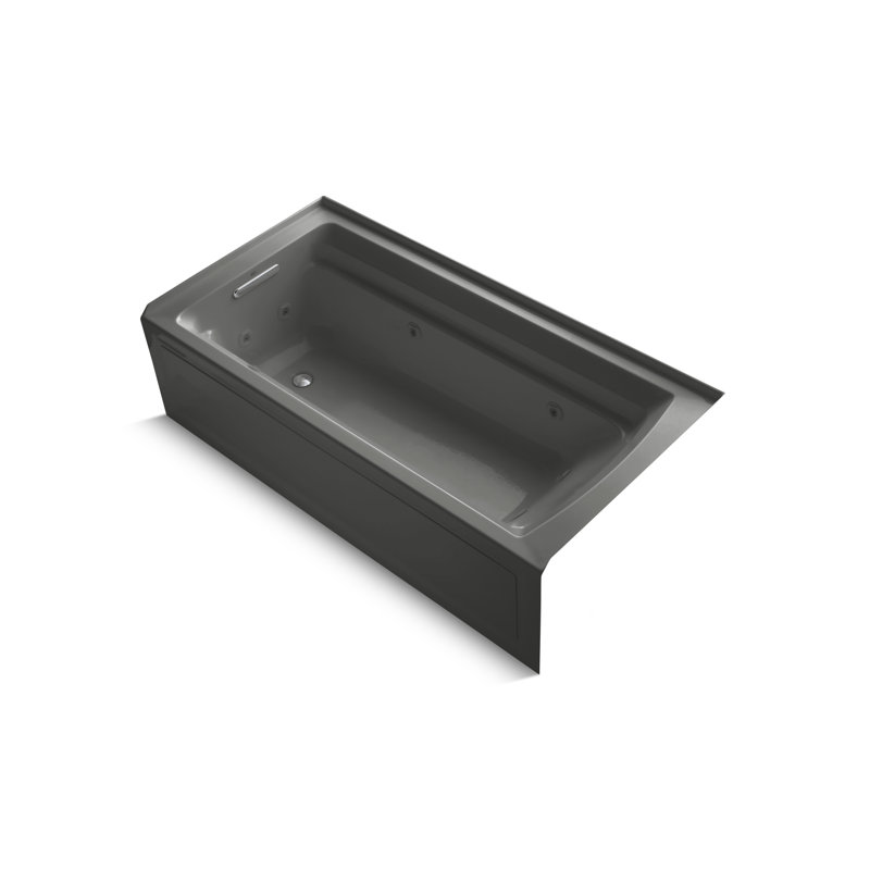 Archer 72" x 36" Tile In Whirpool Acrylic Bathtub, Thunder Gray, Right