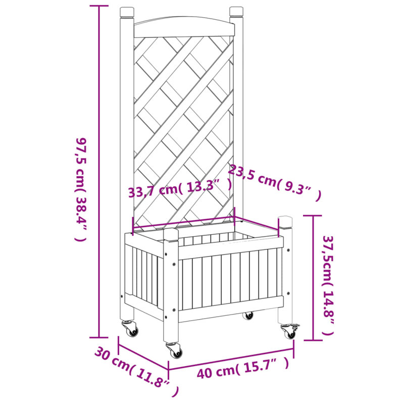 Planter Box, 97.5cm H x 40cm W x 30cm D, Black