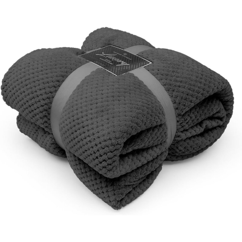 Teddy Popcorn Waffle Throw Blanket Soft Warm Cosy Lightweight Waffle Decorative Blanket for Sofa Couch Bed Bedroom Living Room