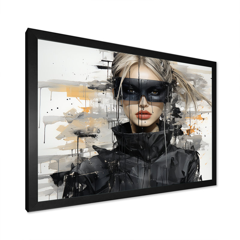 Art mural noir et gris mode futuriste I - Dior, Cadre d'angle fermé noir, H 12 po x l 20 po x P 1 po