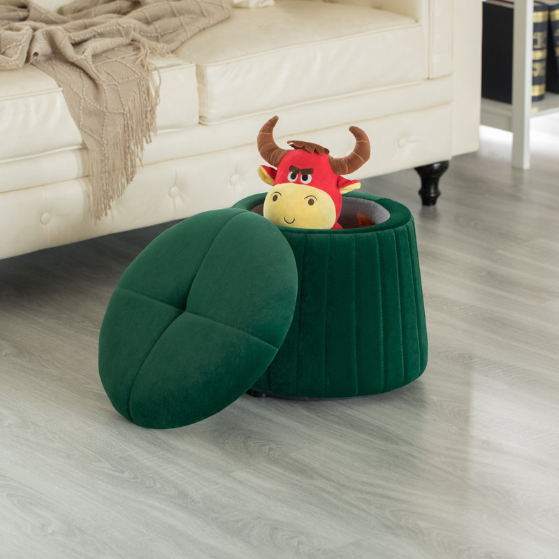Velvet Ottoman, Green Velvet
