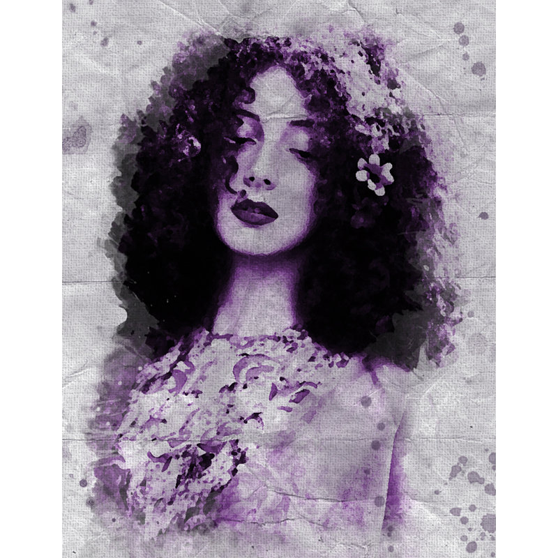 Décalcomanie murale amovible à aquarelle élégante, H 24 pi x l 18 pi, Mauve
