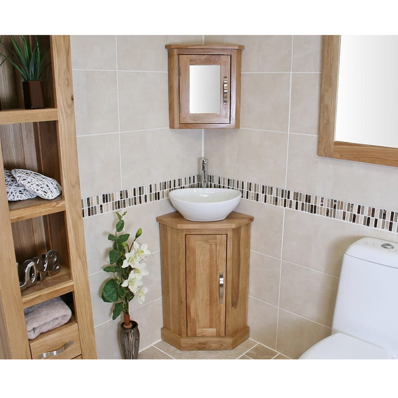 Coury 390mm Single Bathroom Vanity with Vessel Ceramic Basin, Oak