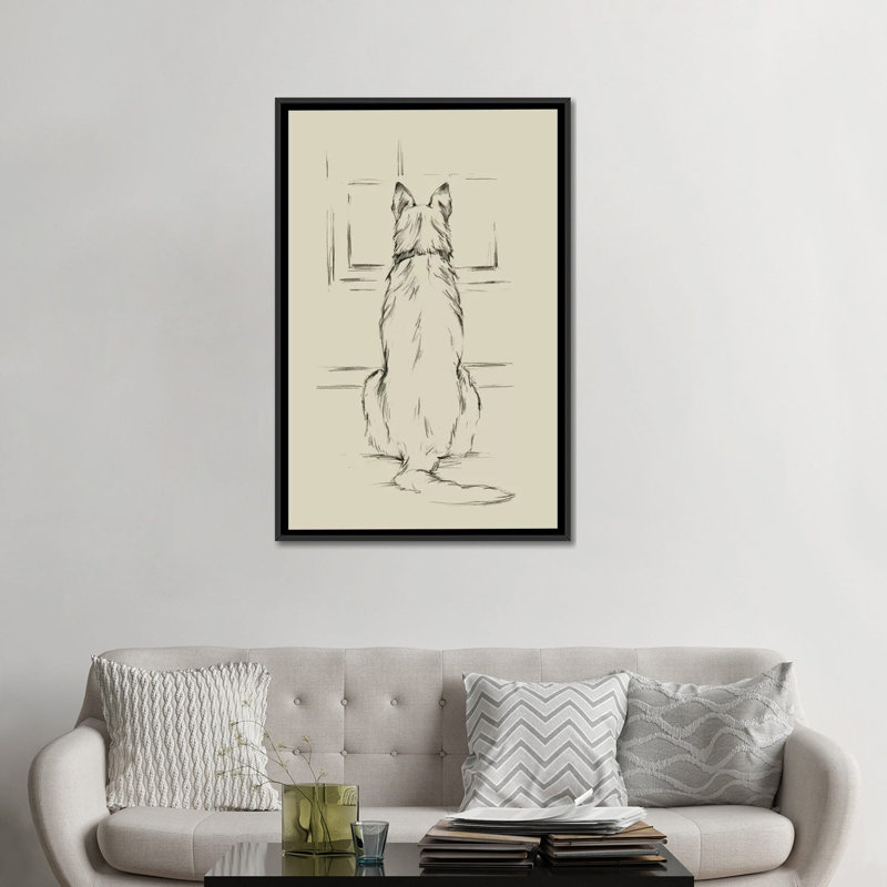 «Waiting For Master II», reproduction sur toile, H 26 po x l 18 po x P 1,5 po, Toile avec cadre noir, Pas de tapis