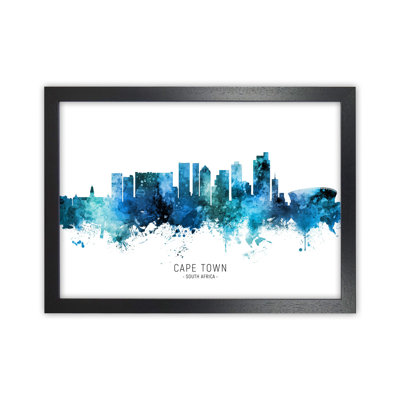 Cape Town South Africa Skyline Blue City Name by Michael Tompsett - Print