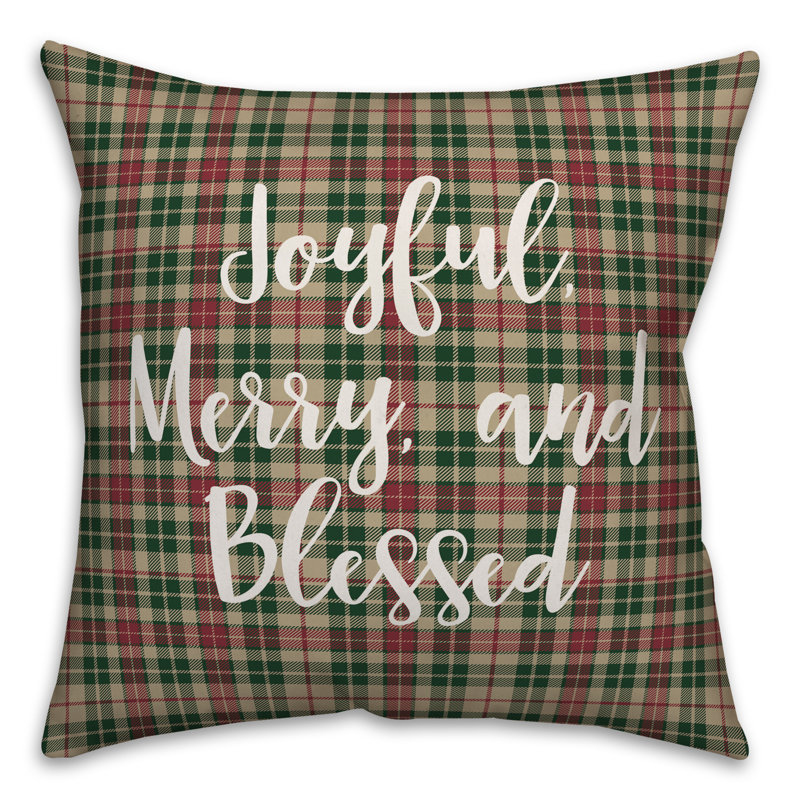  Coussin Joyful, Merry Blessed in Tartan, Housse de coussin
