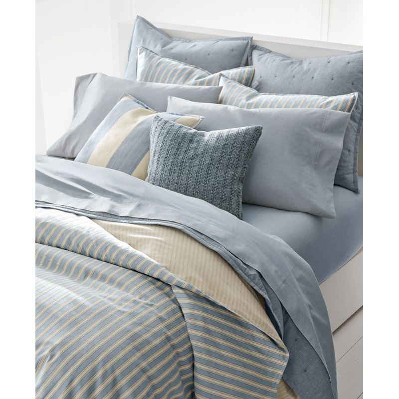 Ensemble de 2 taies d'oreiller Graydon Melange, Chambray, Simple