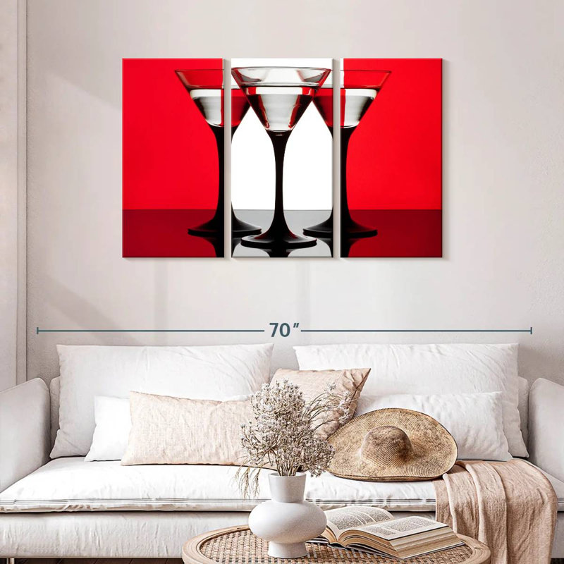 Yarlin Three Martini Cocktails, 28" H x 45" W