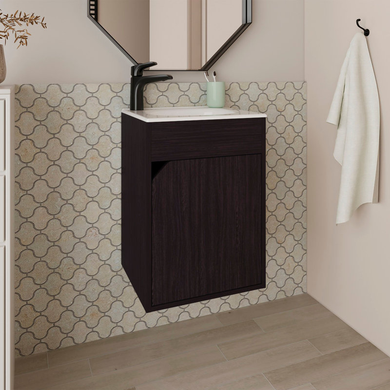 Bathroom Floating Vanity with a Door, Wenge