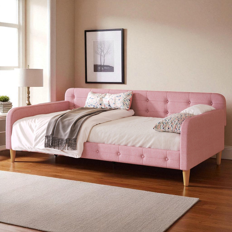 Upholstered Daybed, Twin, Pink
