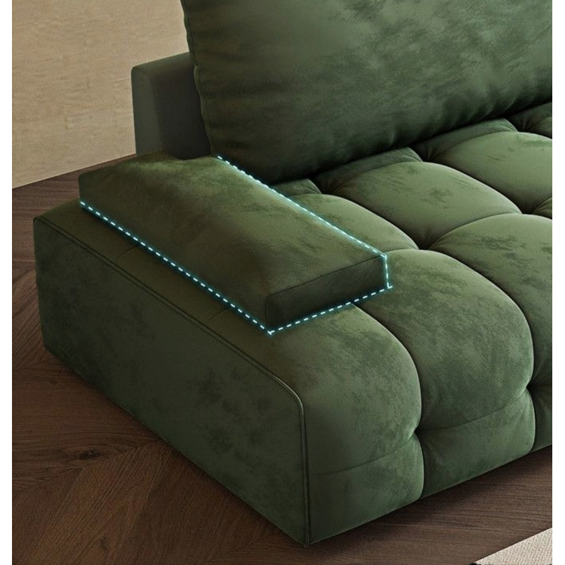 Canapé moderne vert simple, 3, H 33,46 po x l 94,49 po x P 39,37 po