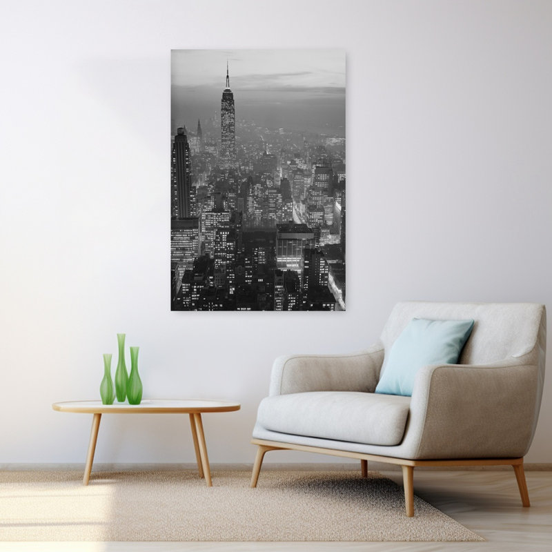 Vue de nuit des années 1960 Manhattan Empire State Building, vue du sud de Midtown, H 48 po x l 32 po