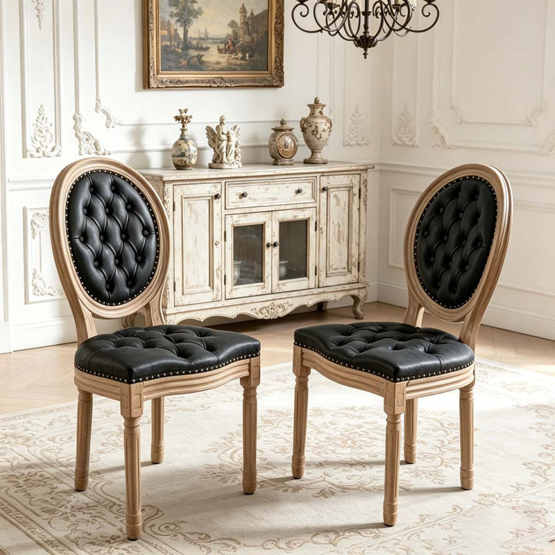 Chaise en bois massif, Black PU