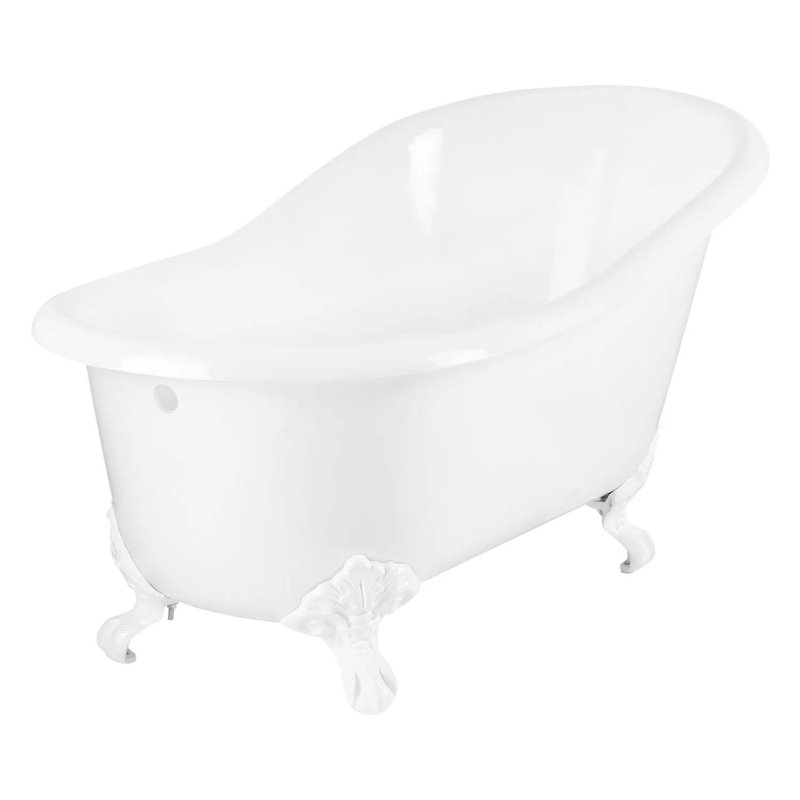 Erica 57" Clawfoot Soaking Cast Iron Bathtub, Brushed Nickel