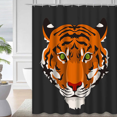 Mignon, beau, élégant, sauvage, fâché, noir, rideau de douche avec 12 crochets