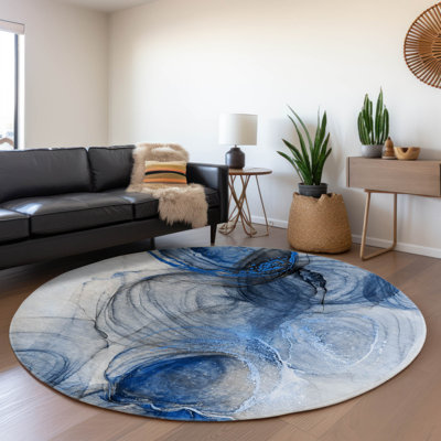 Premium Machine Washable Cerrito AMF513 Navy Rug