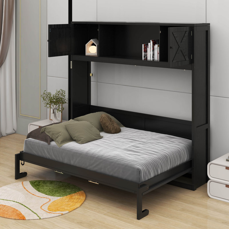 Lit escamotable double avec armoires de rangement