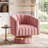 360° Swivel Barrel Chair, Mid‑Century Velvet Upholstered Accent Chair with Armrest, Overstuffed Tufted Design, Pink-169247989