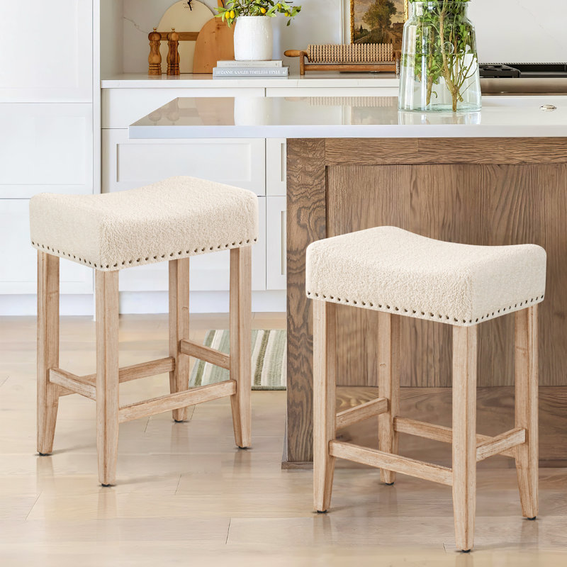 Tabouret de bar 25,75 "Mid-Century, Beige