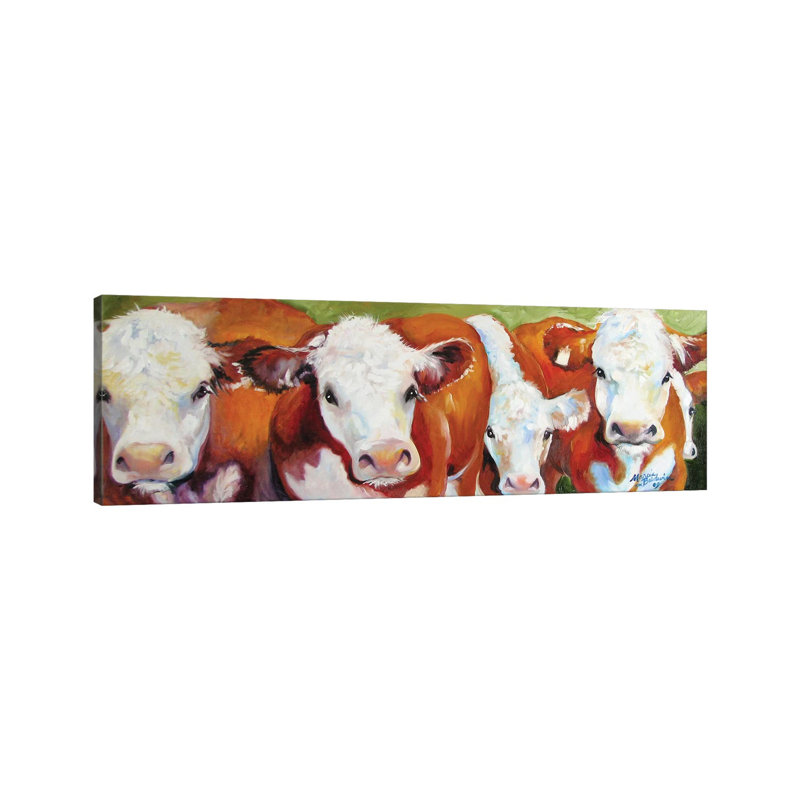 Fab Five Cows by Marcia Baldwin - Wrapped Canvas Print, 30.48 cm H x 91.44 cm W x 3.175 cm D