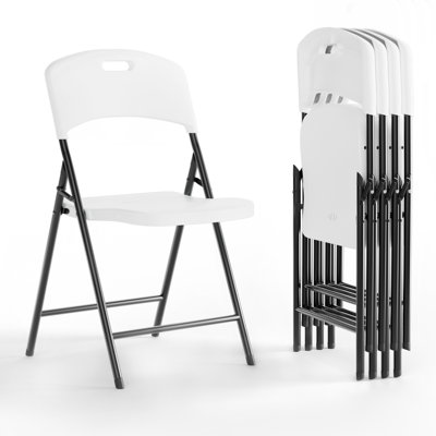 Heavy-Duty Commercial Folding Chairs, 600lbs Capacity, Stackable Plastic for Indoor/Outdoor Use, White (20-Pack)