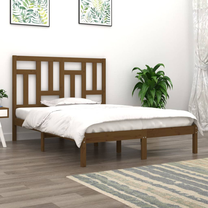 Bed Frame Solid Wood, European Double (140 x 200cm), White