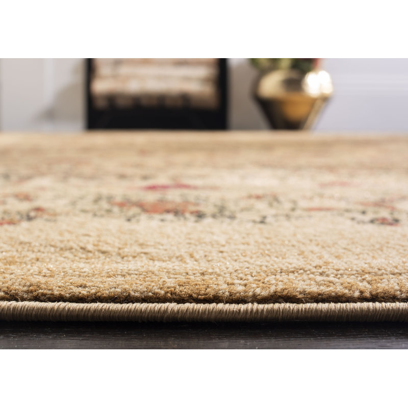 Tapis à motif cachemire brun / rouille / vert clair Klose, Rond 7 pi