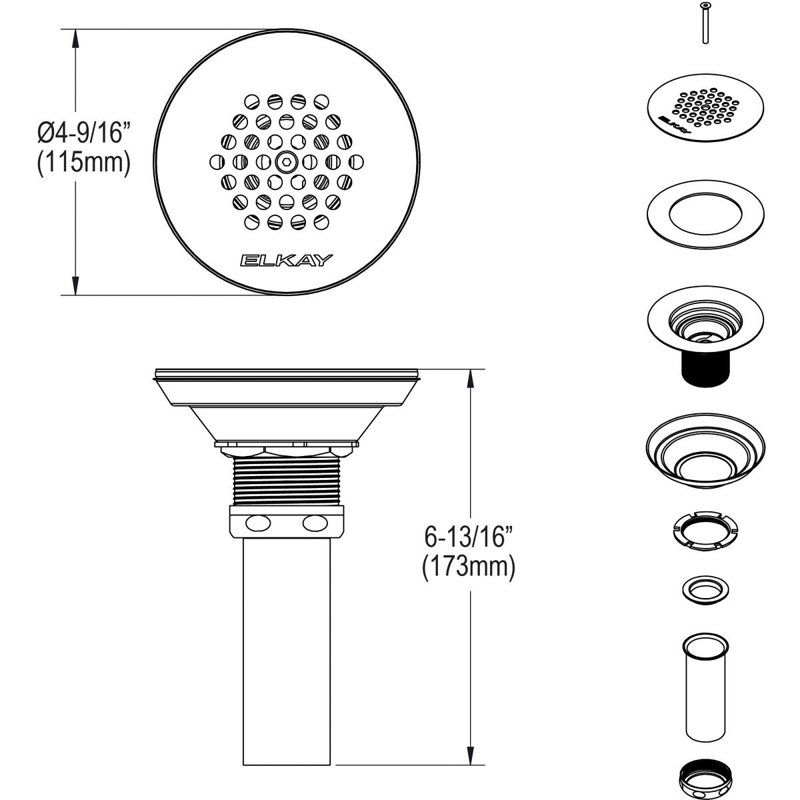 1.5" Grid Shower Drain, Nickel Plated Brass