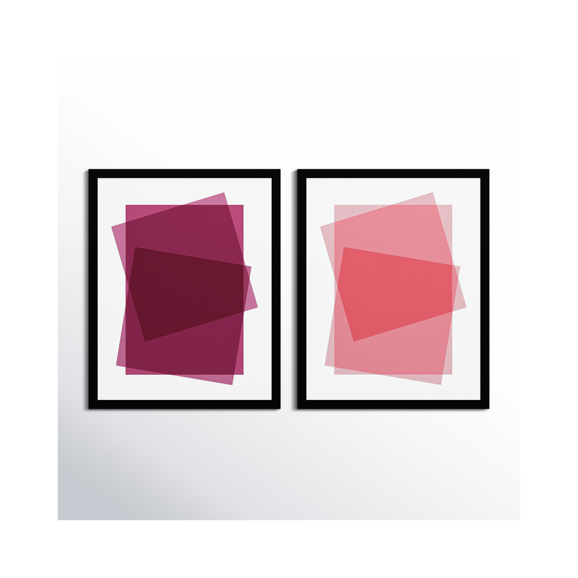 Claret & Pink Kami by Jacques Pilon, 50" H x 40" W, Black Framed Paper