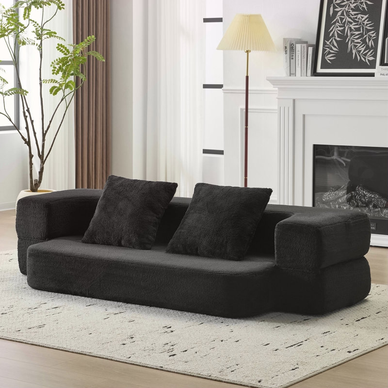 Canapé modulaire rabattable en mousse Ebern Designs, Noir