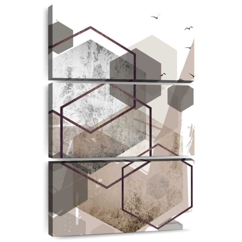 Avery Abstract Hexagons Beige III, 74" H x 48" W