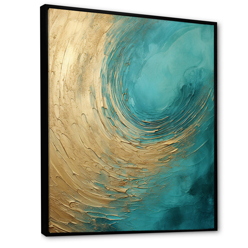 «Gold Teal», impression sur toile, Cadre flottant noir, H 20 po x l 12 po x P 1 po