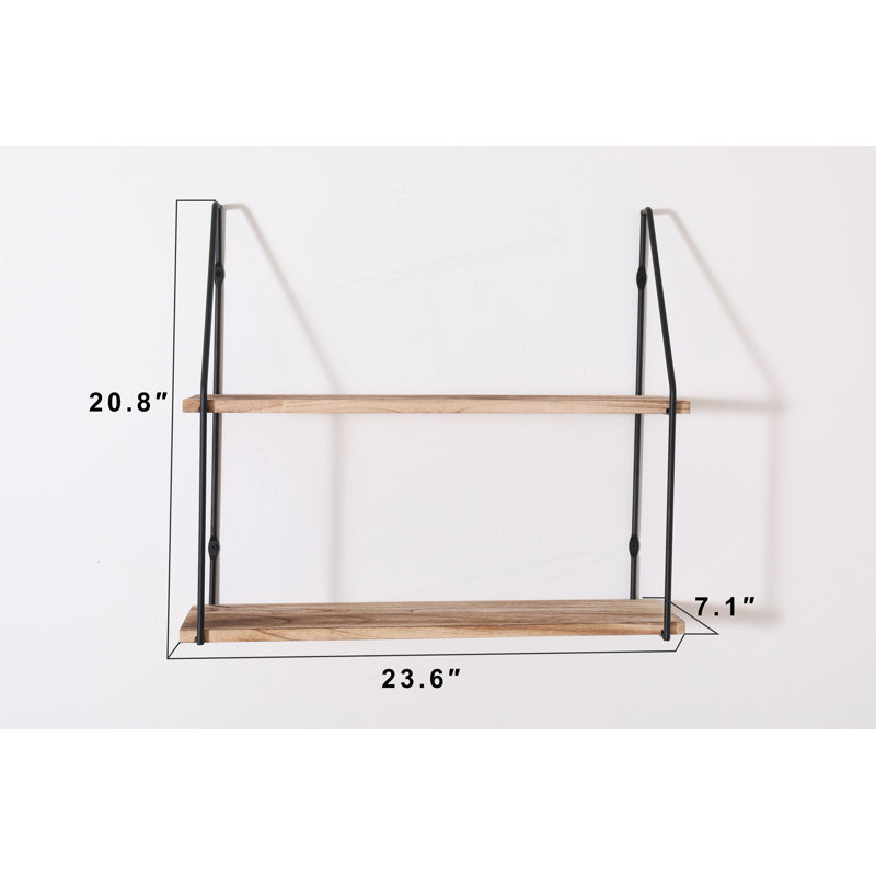 Floating Shelf With Metal Brackets, Wall Mounted Rustic Wall Storage
