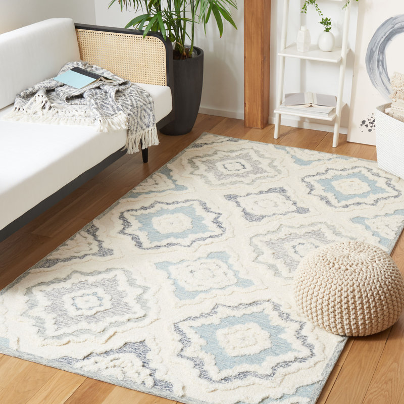 Altrincham Hand Tufted Wool And Cotton With Latex Geometric Rug, Rectangle 8' x 10'