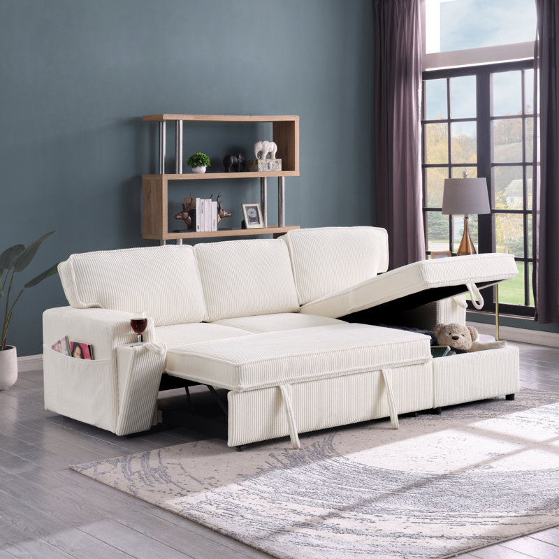 Canapé-lit modulaire avec espace de rangement Upholstery, Beige