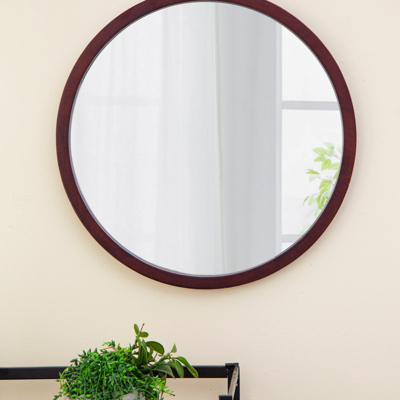 Miroir mural 20 "x 20" avec cadre en bois et finition noyer, miroir mural pour le salon / salle à manger, Brun