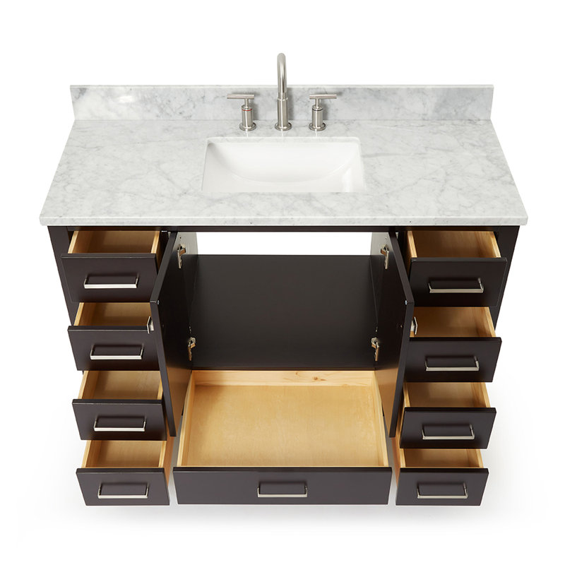 Ensemble de meuble-lavabo simple Flynt, Forme rectangulaire, Espresso / nickel brossé, L 49 po