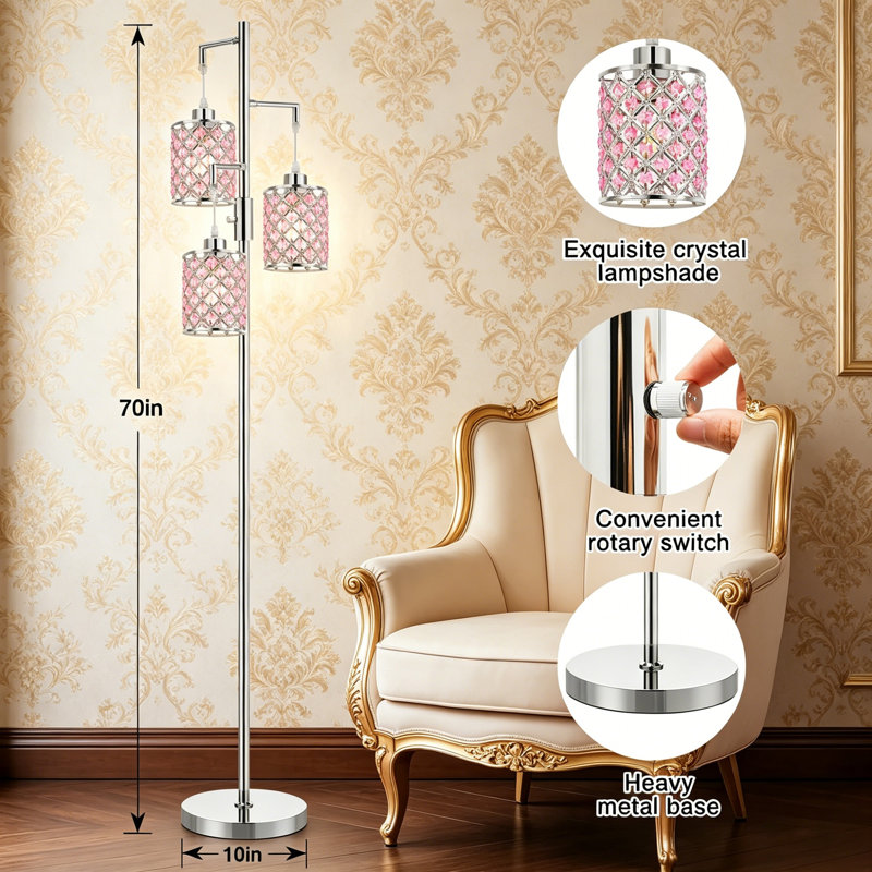 177.8cm Polished Column Floor Lamp