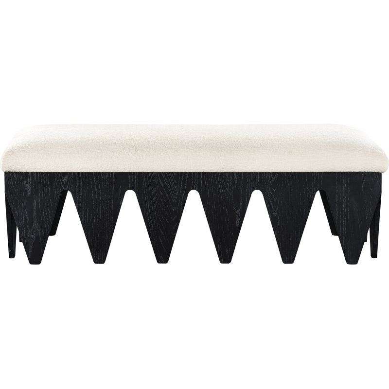 Banc en tissu Altair, Tissu de fourrure velours crème / finition noire