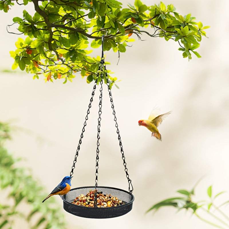 Plateau de mangeoire pour oiseaux suspendu en maille métallique 1pc